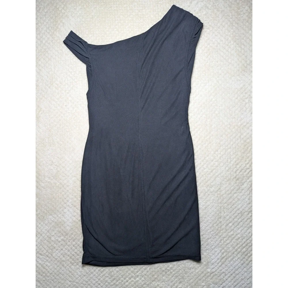 Free People‎ One Shoulder Dress Womens Small S Black Ribbed Knit Bodycon Mini